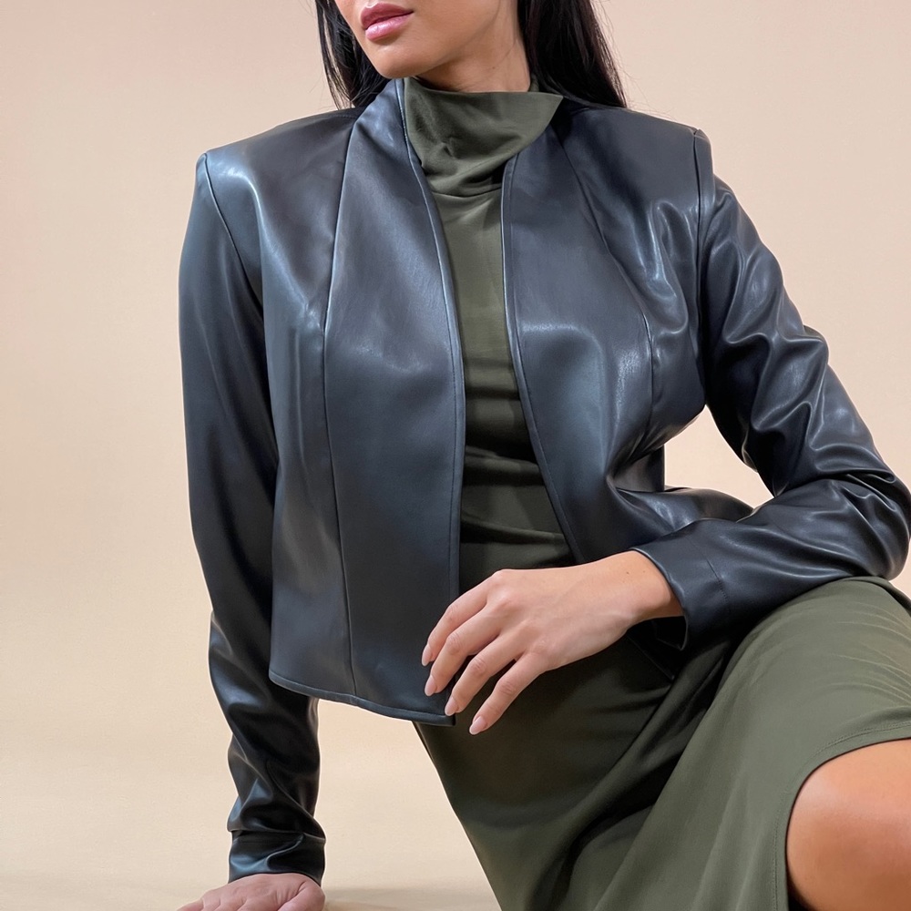 Versatile Periphery vegan leather jkt. Perfect over dresses or fave top, jeans.